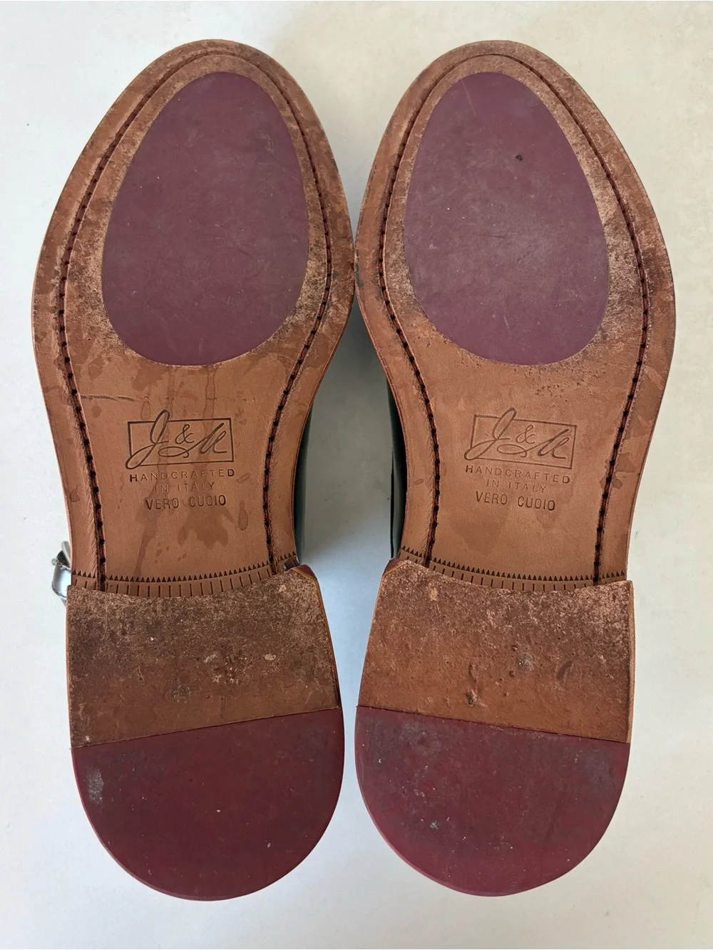 Johnston & Murphy Italy Brown Leather Double Monk Cap Toe Dress Shoes Men Sz 8.5